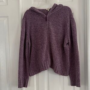 J. Jill Buttery Soft purple full zip hooded oversized sweater hoodie Jacket